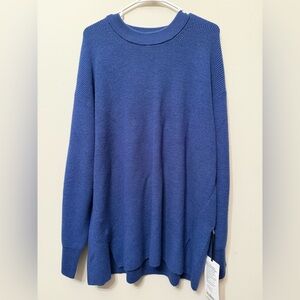 NWT Lululemon Womens Merino Wool-Blend Ribbed Crewneck Sweater Size 18 Blue